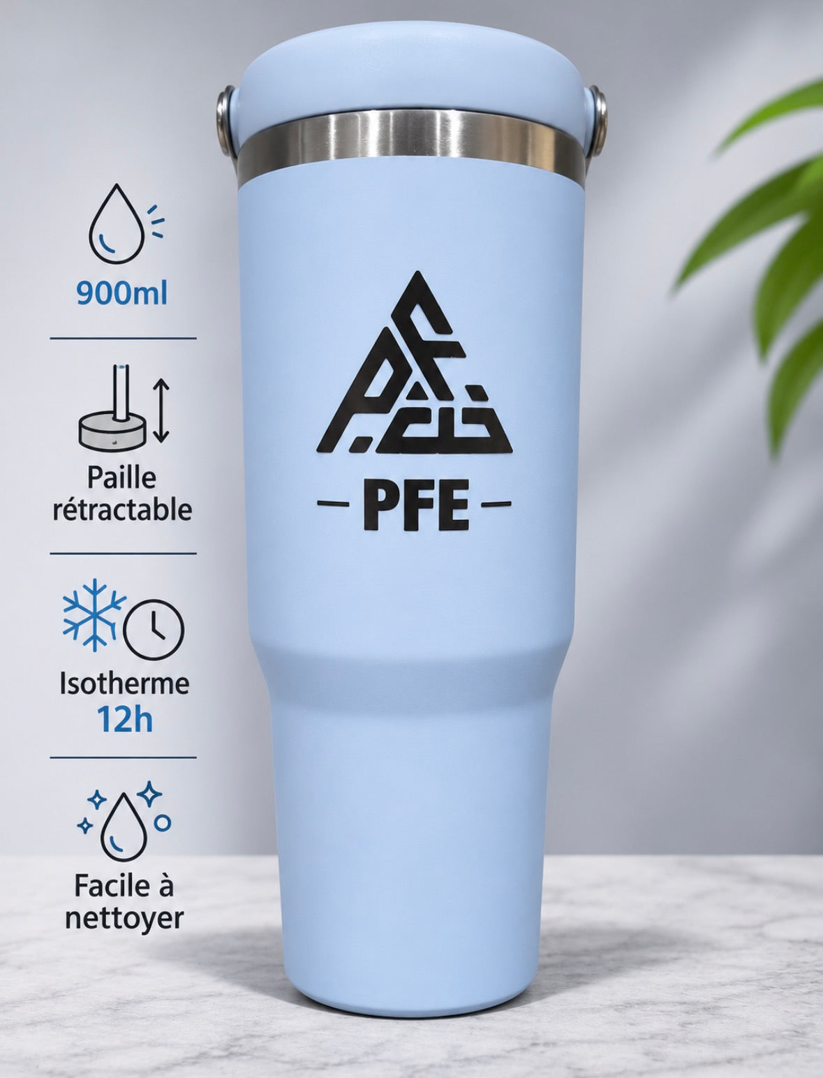 Gourde Isotherme avec Paille 900ml